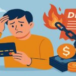 クレジットカードのリボ払いによる借金の危険性を表現したイメージイラスト