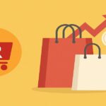 楽天市場のセールとポイント還元をイメージしたショッピングバッグとコインのイラスト