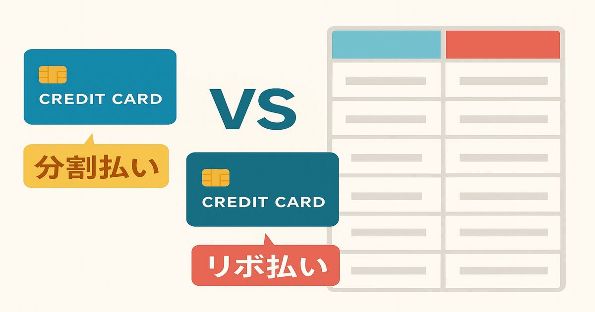 クレカの分割払いとリボ払いの違いを徹底解説 クレジットカードの分割払いとリボ払いの違いを象徴する比較イメージ