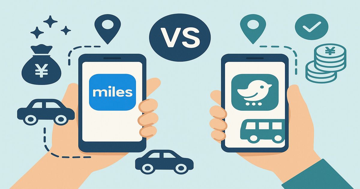 移動系ポイ活アプリ「Miles」と「トリマ」のアイコン比較イラスト