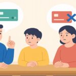 家族カードを使うメリットとデメリットを話し合う家族のイメージ