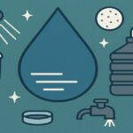 節水グッズと節水習慣をイメージしたアイコンイラスト