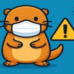 マスクを着けてノロウイルスを警戒するカワウソキャラクター