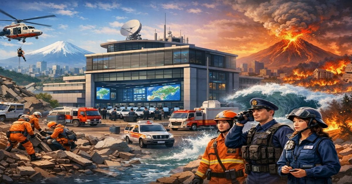 防災庁発足を想起させる災害対応拠点と防災活動のイメージ