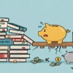 教育費の増大が親の老後資金と家計を圧迫する様子を表したイラスト