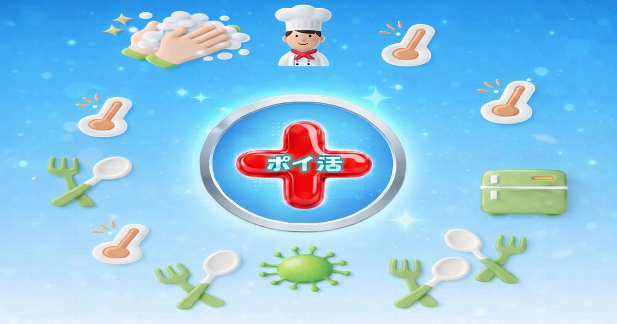 食中毒予防や衛生管理を意識するイメージイラスト